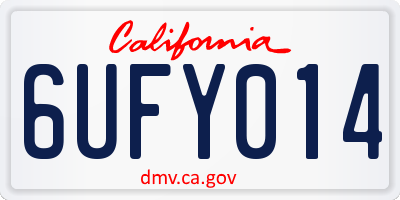CA license plate 6UFY014