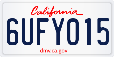CA license plate 6UFY015
