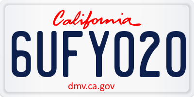 CA license plate 6UFY020
