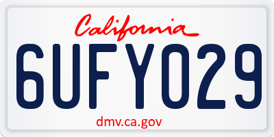 CA license plate 6UFY029