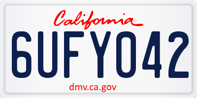 CA license plate 6UFY042