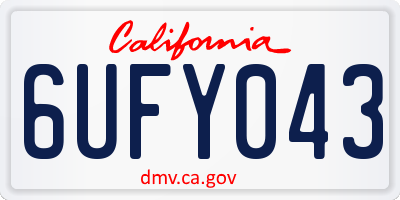 CA license plate 6UFY043
