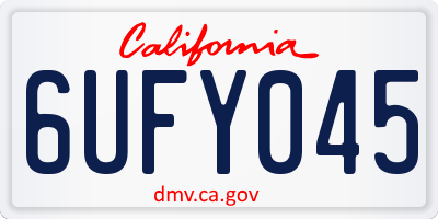 CA license plate 6UFY045