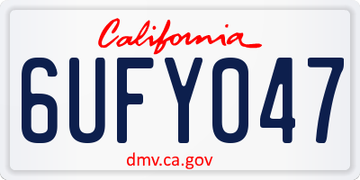 CA license plate 6UFY047