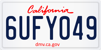 CA license plate 6UFY049