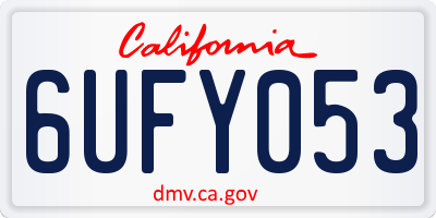 CA license plate 6UFY053
