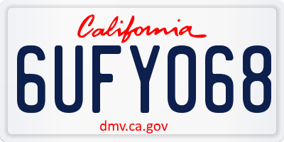 CA license plate 6UFY068