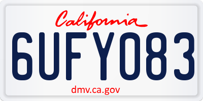 CA license plate 6UFY083
