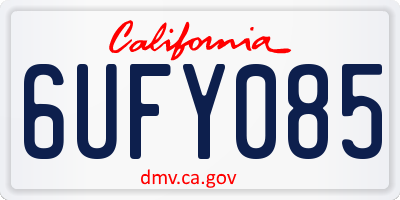 CA license plate 6UFY085
