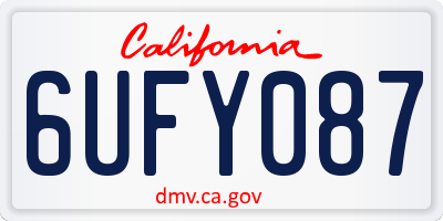 CA license plate 6UFY087