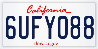 CA license plate 6UFY088