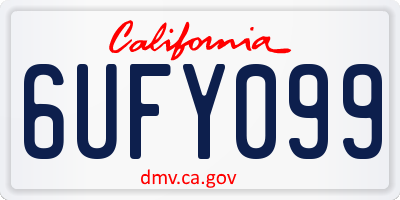CA license plate 6UFY099