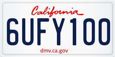 CA license plate 6UFY100