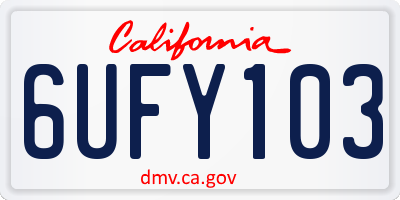 CA license plate 6UFY103