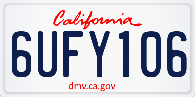 CA license plate 6UFY106