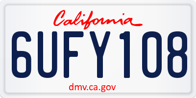 CA license plate 6UFY108
