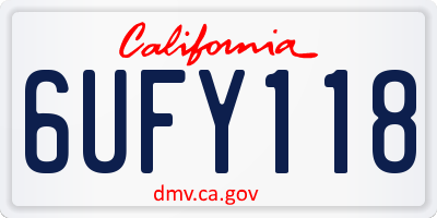 CA license plate 6UFY118