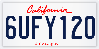 CA license plate 6UFY120