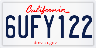 CA license plate 6UFY122
