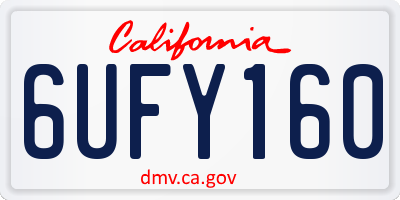 CA license plate 6UFY160