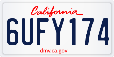 CA license plate 6UFY174