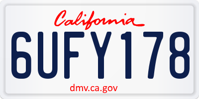 CA license plate 6UFY178