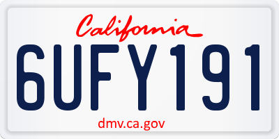 CA license plate 6UFY191