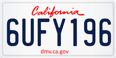 CA license plate 6UFY196