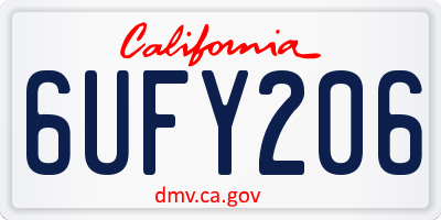 CA license plate 6UFY206