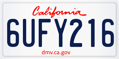 CA license plate 6UFY216