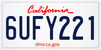 CA license plate 6UFY221