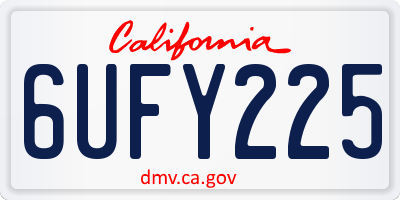 CA license plate 6UFY225