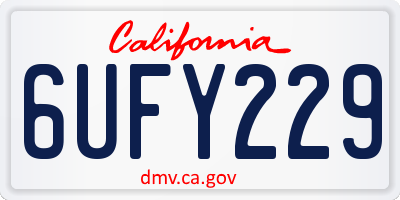 CA license plate 6UFY229