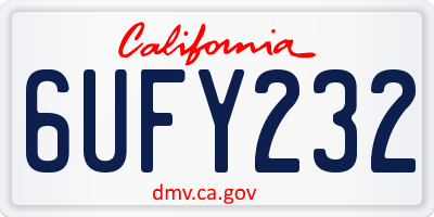 CA license plate 6UFY232
