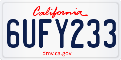 CA license plate 6UFY233