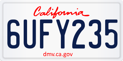 CA license plate 6UFY235