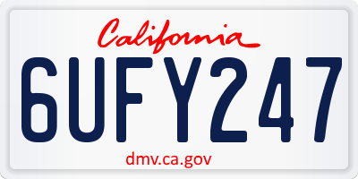 CA license plate 6UFY247