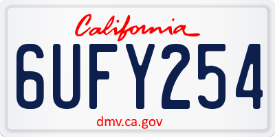 CA license plate 6UFY254