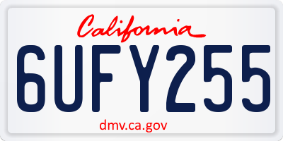 CA license plate 6UFY255