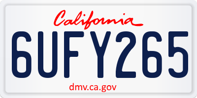 CA license plate 6UFY265