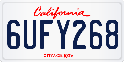 CA license plate 6UFY268