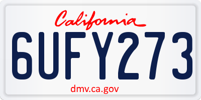 CA license plate 6UFY273