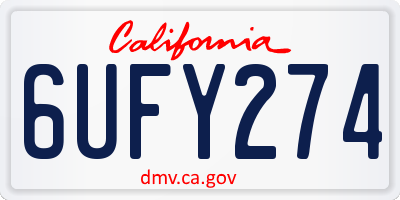 CA license plate 6UFY274