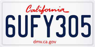CA license plate 6UFY305