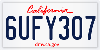 CA license plate 6UFY307