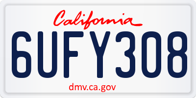CA license plate 6UFY308