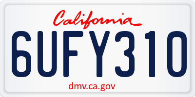 CA license plate 6UFY310