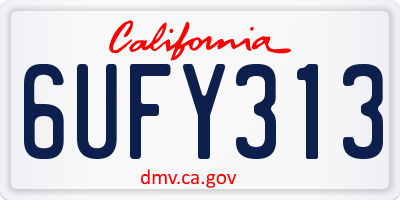 CA license plate 6UFY313