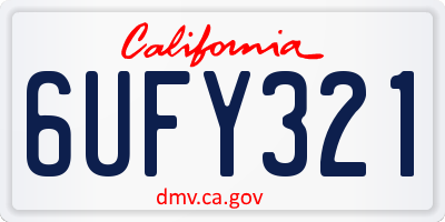 CA license plate 6UFY321