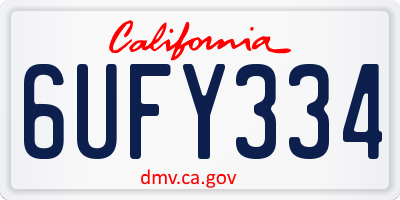 CA license plate 6UFY334